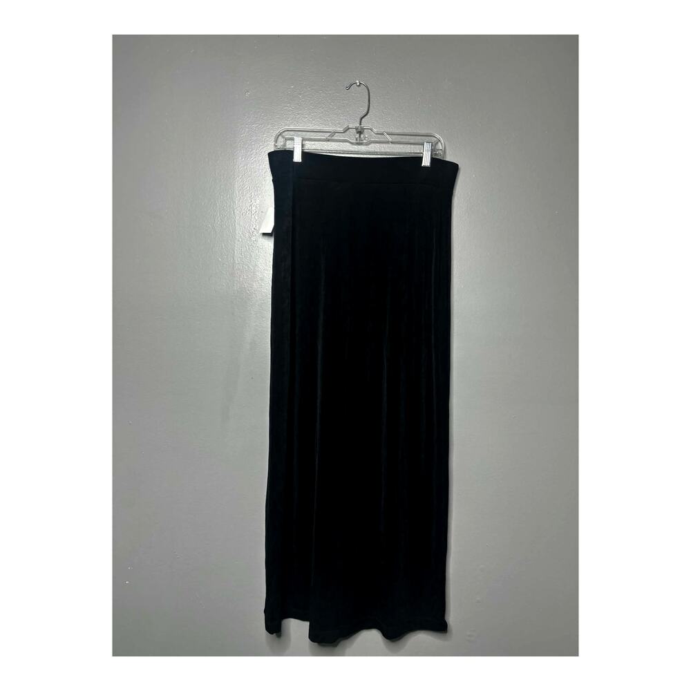 Chicos Travelers VintageBlack SlinkyMaxiColumnSkirt Size 1 M Slit 90s Whimsigoth